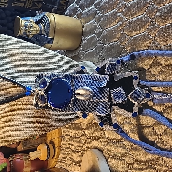 Wise ole owl denim fabric necklace - Picture 4 of 8